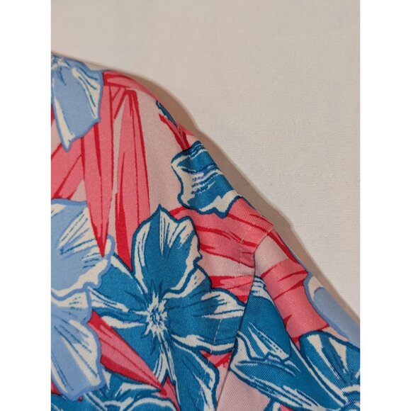 Vineyard Vines Mens On-The-Go Sankaty Polo Hawaiian L Pink & Blue Shirt - Picture 2 of 5